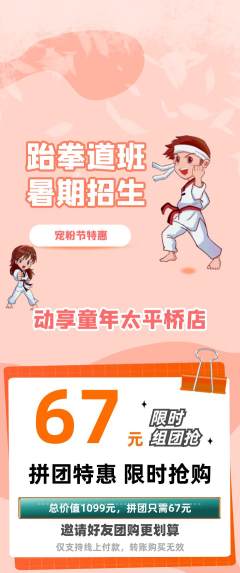 少儿体育拼团商品阶梯团宠粉节活动配图海报
