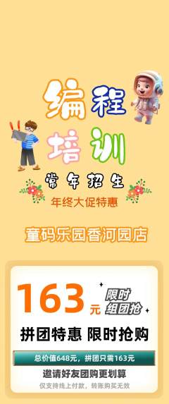 少儿编程拼团无阶梯团年终大促活动配图海报