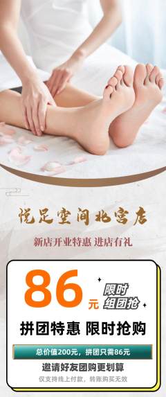 足浴拼团商品阶梯团新店开业活动配图海报