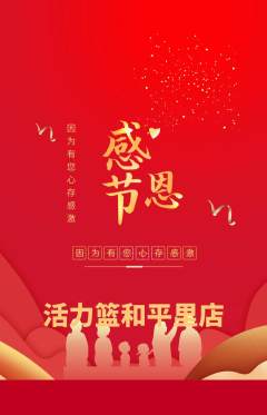 篮球馆抢购单品抢购感恩节活动配图海报