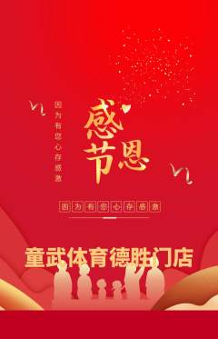 少儿体育抢购满血版感恩节活动配图海报