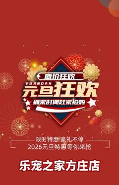 宠物店抢购多单品抢购元旦活动配图海报