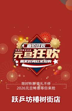 乒乓球馆抢购套组抢购元旦活动配图海报