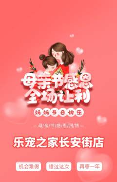 宠物店抢购套组抢购母亲节活动配图海报