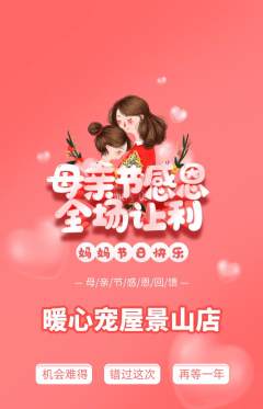 宠物店抢购单品抢购母亲节活动配图海报