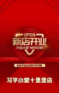 少儿书法抢购满血版新店开业活动配图海报