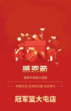 篮球馆抢购满血版感恩节活动配图海报