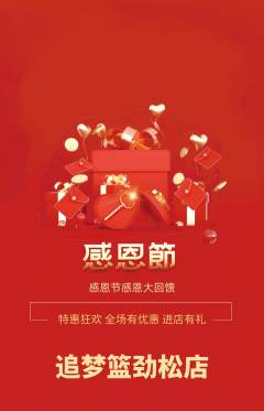篮球馆抢购多单品抢购感恩节活动配图海报
