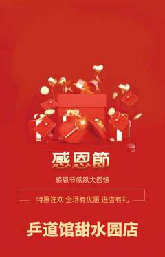 乒乓球馆抢购多单品抢购感恩节活动配图海报