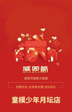 少儿模特抢购多单品抢购感恩节活动配图海报