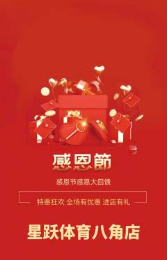 少儿体育抢购多单品抢购感恩节活动配图海报