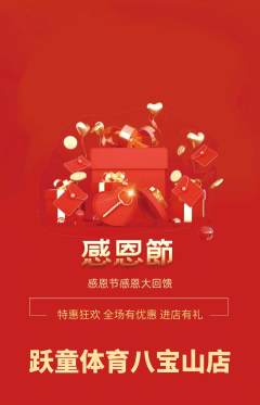 少儿体育抢购套组抢购感恩节活动配图海报