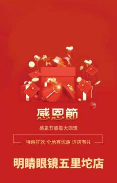 眼镜店抢购单品抢购感恩节活动配图海报