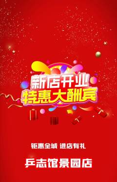 乒乓球馆抢购单品抢购新店开业活动配图海报
