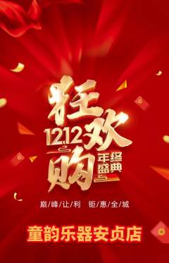 少儿乐器抢购套组抢购双12活动配图海报