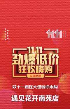 鲜花店抢购套组抢购双11活动配图海报