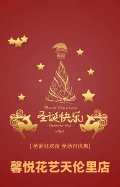 鲜花店抢购满血版圣诞节活动配图海报