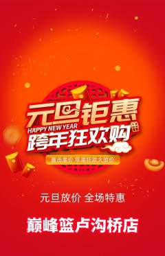 篮球馆抢购多单品抢购元旦活动配图海报