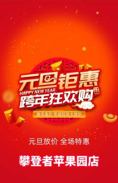 攀岩抢购多单品抢购元旦活动配图海报