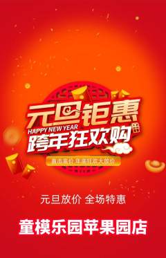 少儿模特抢购多单品抢购元旦活动配图海报