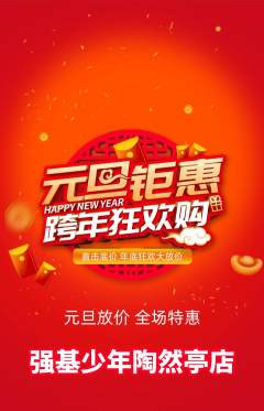 少儿体育抢购单品抢购元旦活动配图海报