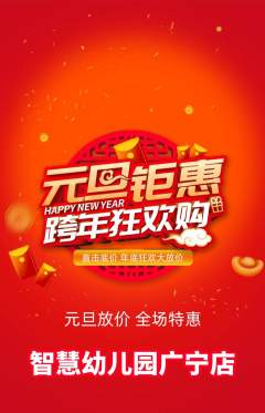 幼儿园抢购单品抢购元旦活动配图海报