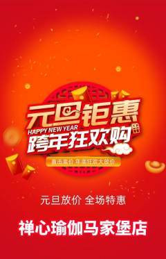 瑜伽抢购多单品抢购元旦活动配图海报