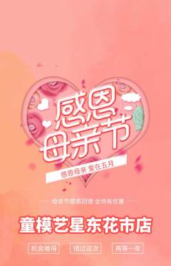 少儿模特抢购多单品抢购母亲节活动配图海报