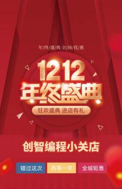 少儿编程抢购单品抢购双12活动配图海报