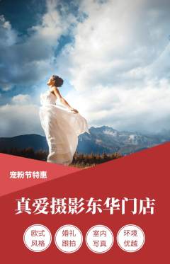 婚纱摄影抢购套组抢购宠粉节活动配图海报
