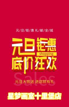 少儿美术抢购自选套组抢购元旦活动配图海报