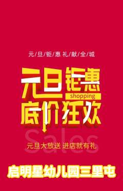 幼儿园抢购满血版元旦活动配图海报