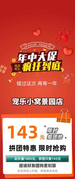 宠物店拼团满血版年中大促活动配图海报