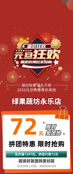 生鲜水果拼团价格阶梯团元旦活动配图海报