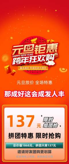 羽毛球馆拼团无阶梯团元旦活动配图海报