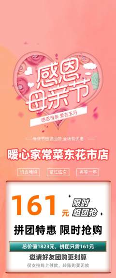 家常菜拼团价格阶梯团母亲节活动配图海报