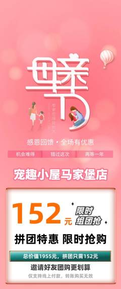 宠物店拼团满血版母亲节活动配图海报