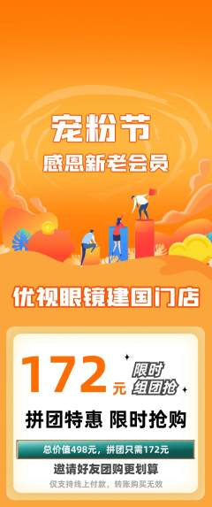 眼镜店拼团价格阶梯团宠粉节活动配图海报