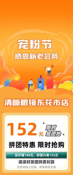 眼镜店拼团商品阶梯团宠粉节活动配图海报