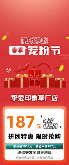 婚纱摄影拼团价格阶梯团宠粉节活动配图海报