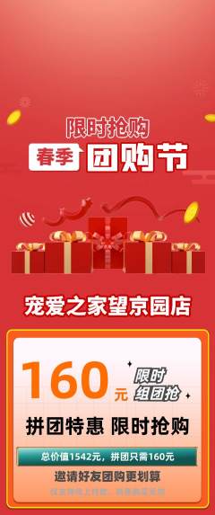 宠物店拼团价格阶梯团团购节活动配图海报