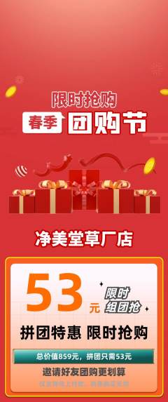 美容拼团无阶梯团团购节活动配图海报