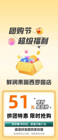 生鲜水果拼团商品阶梯团团购节活动配图海报