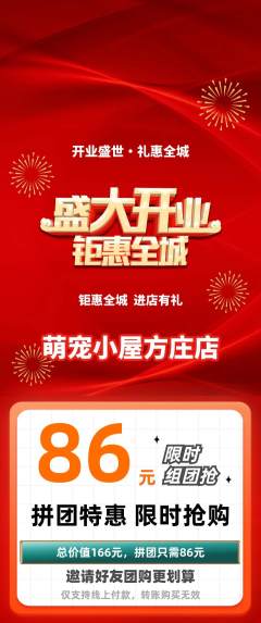 宠物店拼团商品阶梯团新店开业活动配图海报