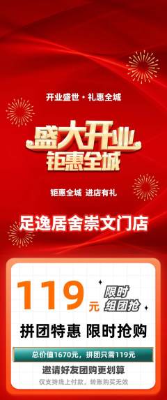足浴拼团商品阶梯团新店开业活动配图海报