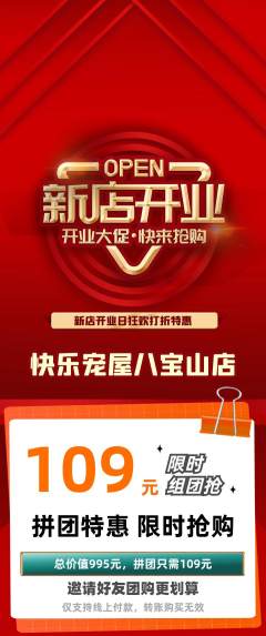 宠物店拼团商品阶梯团新店开业活动配图海报