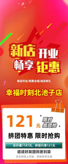 婚纱摄影拼团价格阶梯团新店开业活动配图海报
