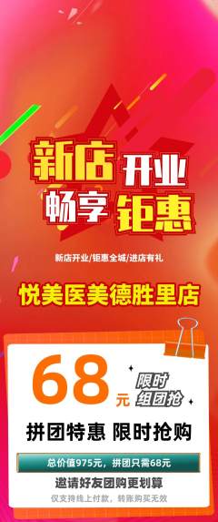 医疗美容拼团商品阶梯团新店开业活动配图海报
