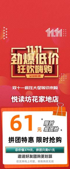 绘本馆拼团商品阶梯团双11活动配图海报