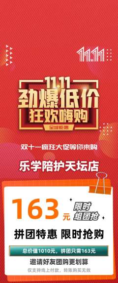 晚托班拼团满血版双11活动配图海报